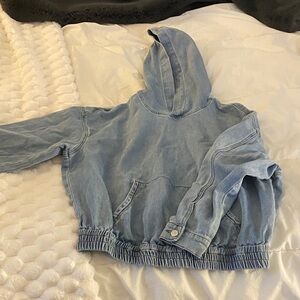 Women's Blue Denim Hooded Jacket